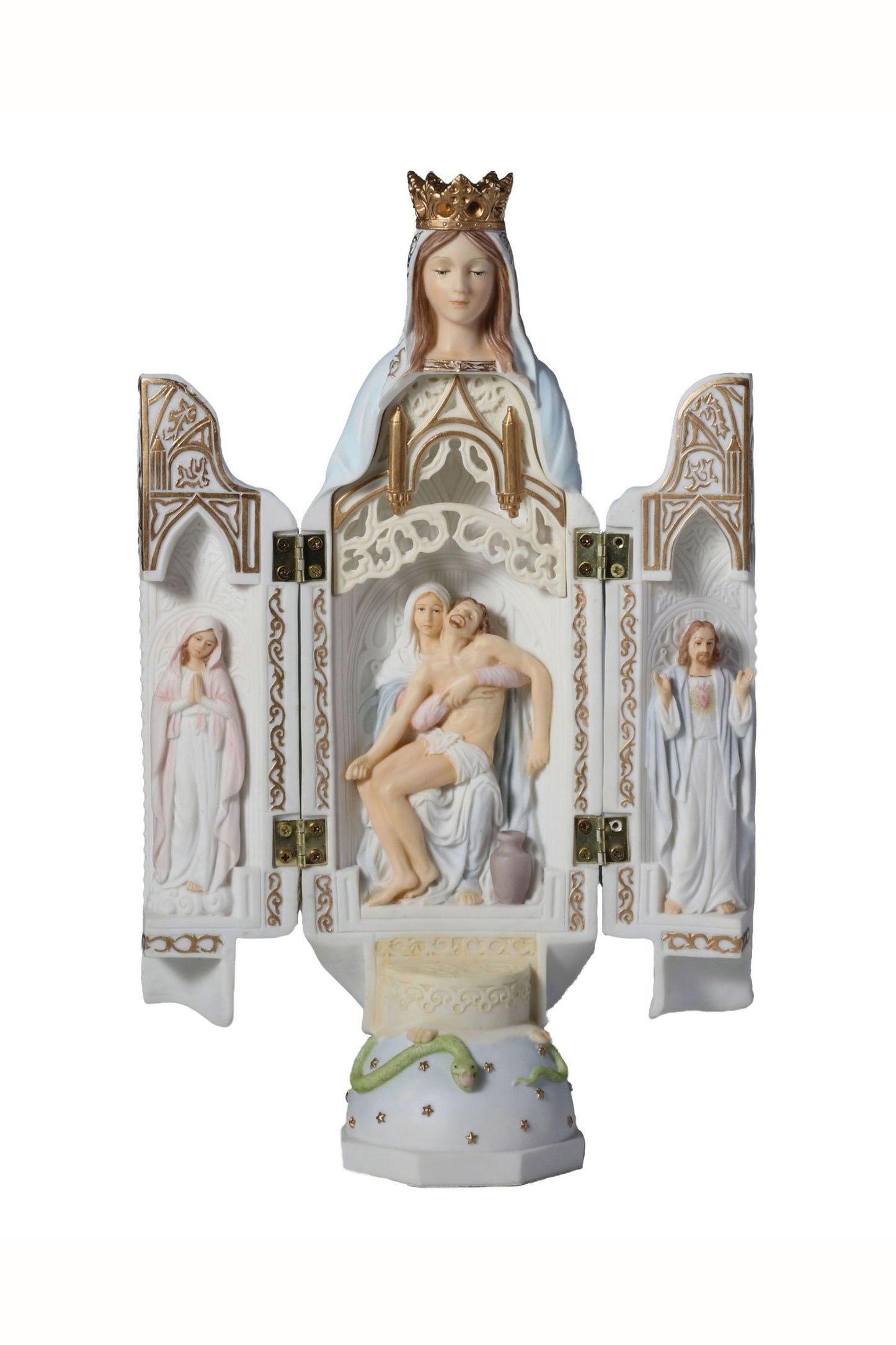 SR-75630-WG Our Lady of Sorrows Triptych in Pastels, 11"