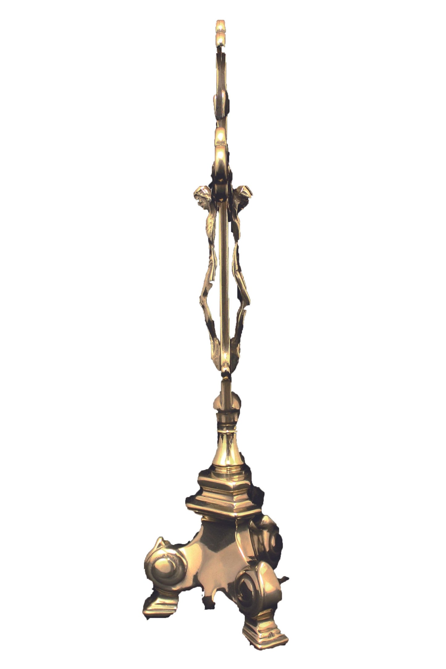 306-LDS Double Sided Standing Crucifix in Shiny Brass 13"