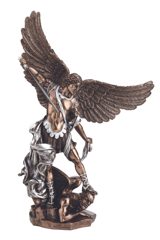 SR-71543-BP St. Michael in Cold Cast Bronze & Pewter Style Finish 14.5"