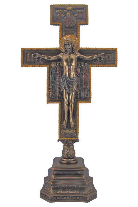 SR-76707 Standing San Damian Crucifix in Cold Cast Bronze 22"