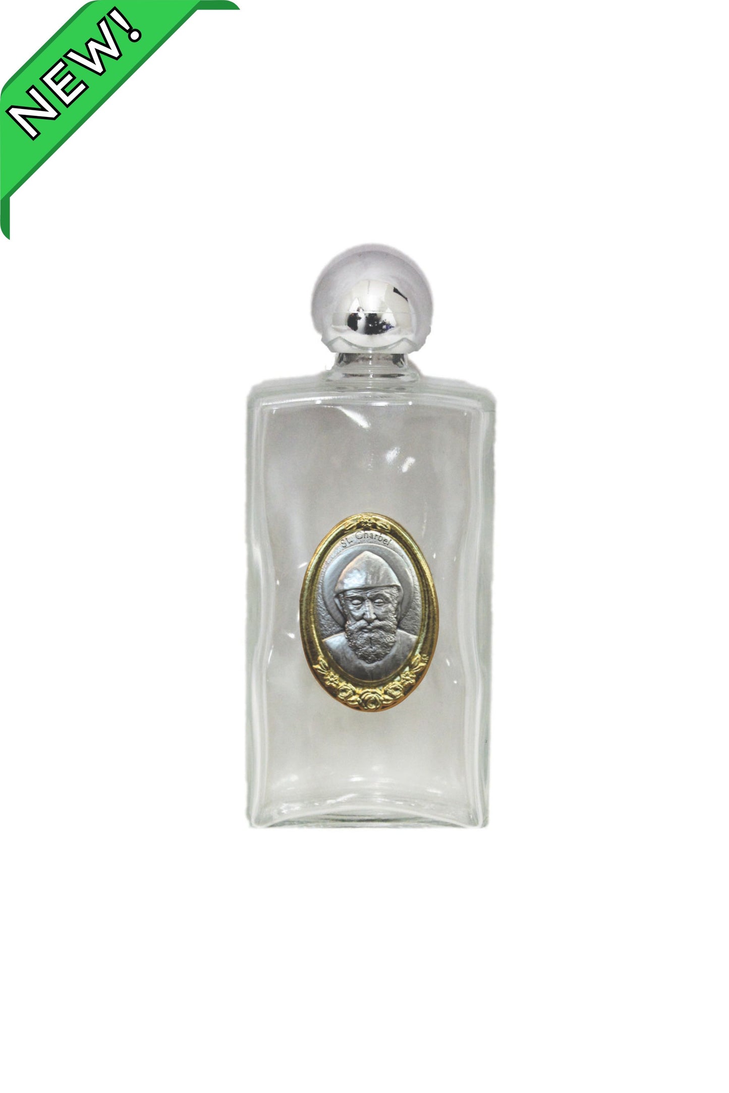 WB13-CH St. Charbel Large Holy Water Bottle 2x5"
