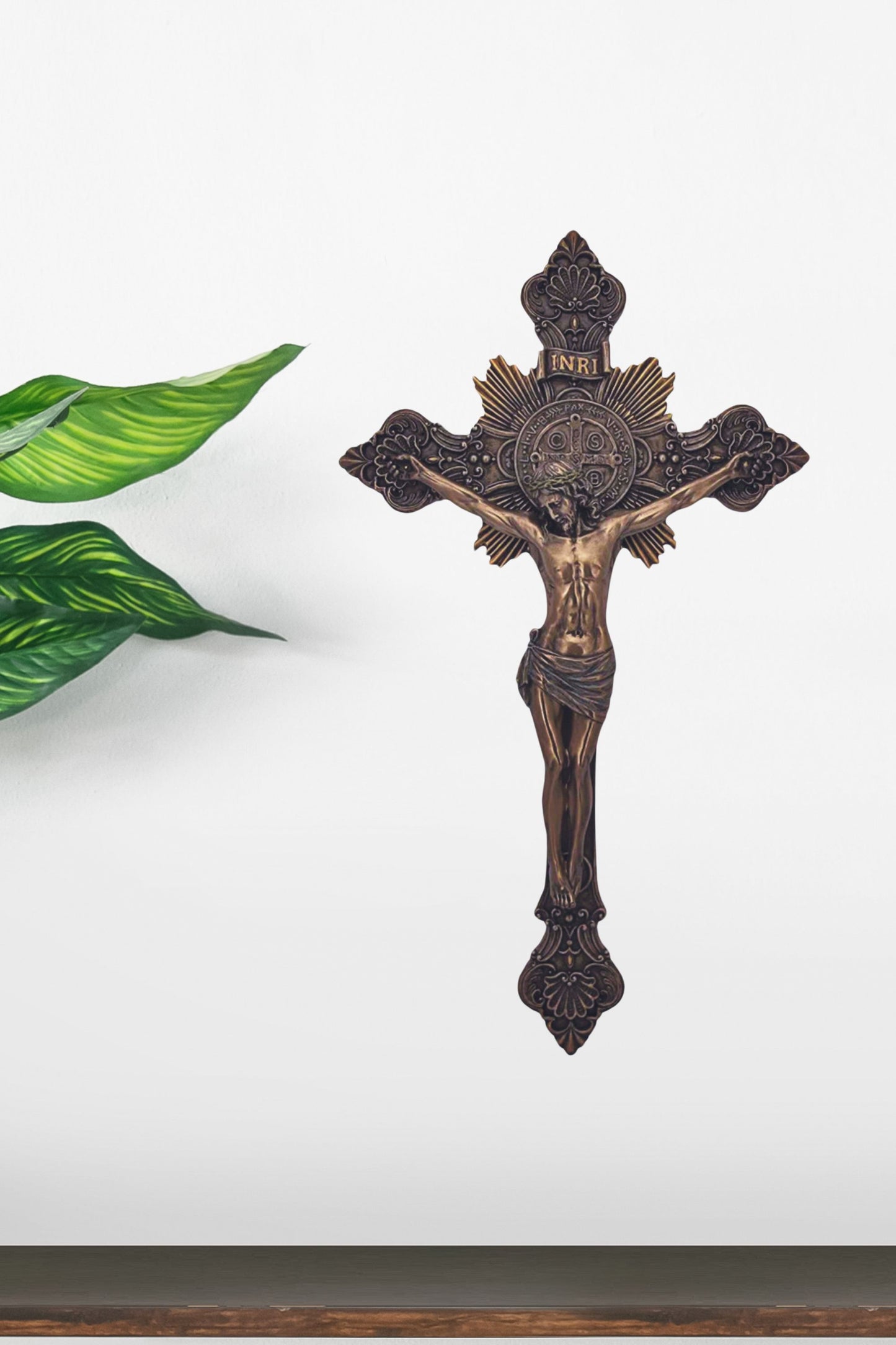 SR-76590 St. Benedict Crucifix Cold Cast Bronze 14"