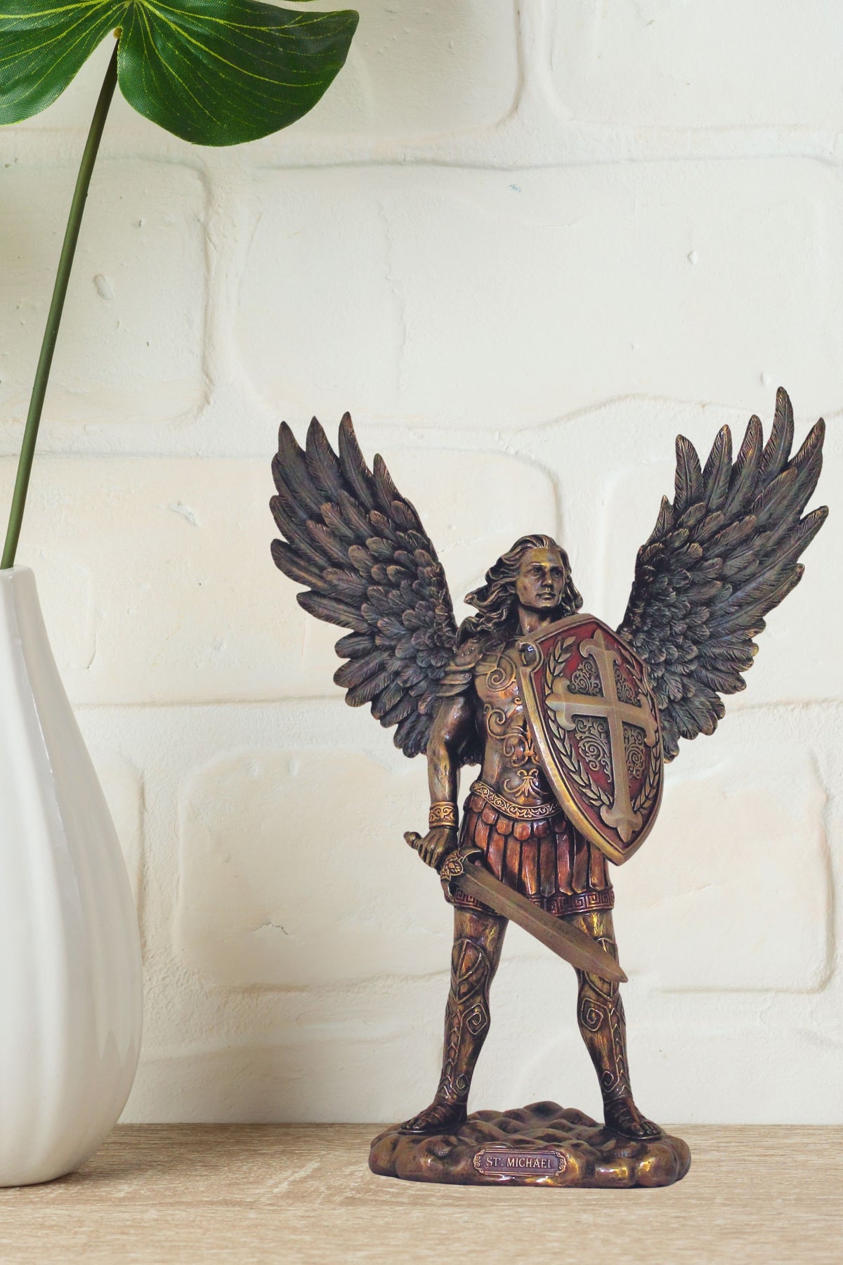 SR-77273 St. Micheal w/o Devil in Cold Cast Bronze 13.5"