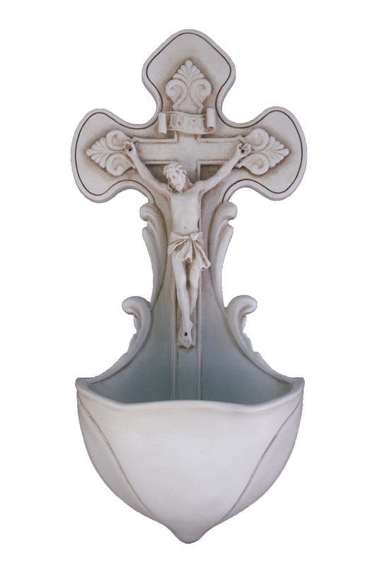 SR-75763-A Crucifixion Font in Antiqued Resin 7.5"