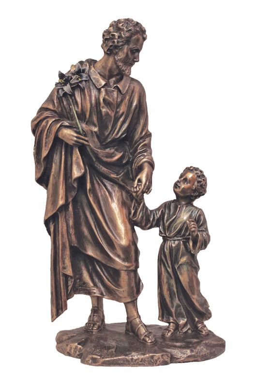 SR-75952 St. Joseph & Child in Cold Cast Bronze 9"