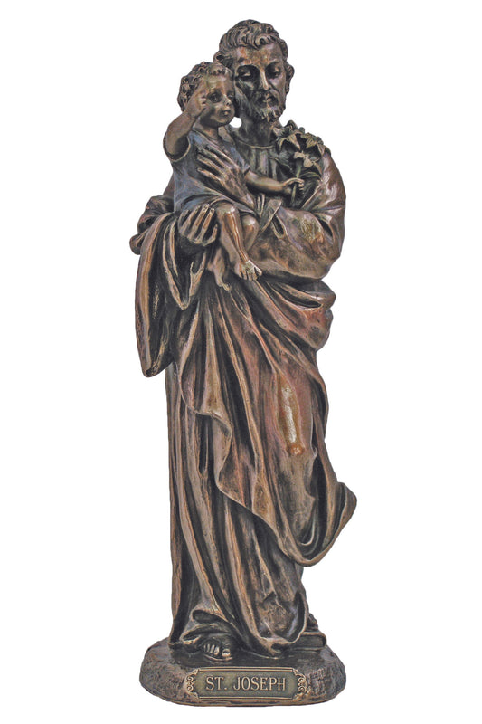 SR-76039 St. Joseph & Child in Cold Cast Bronze 8"