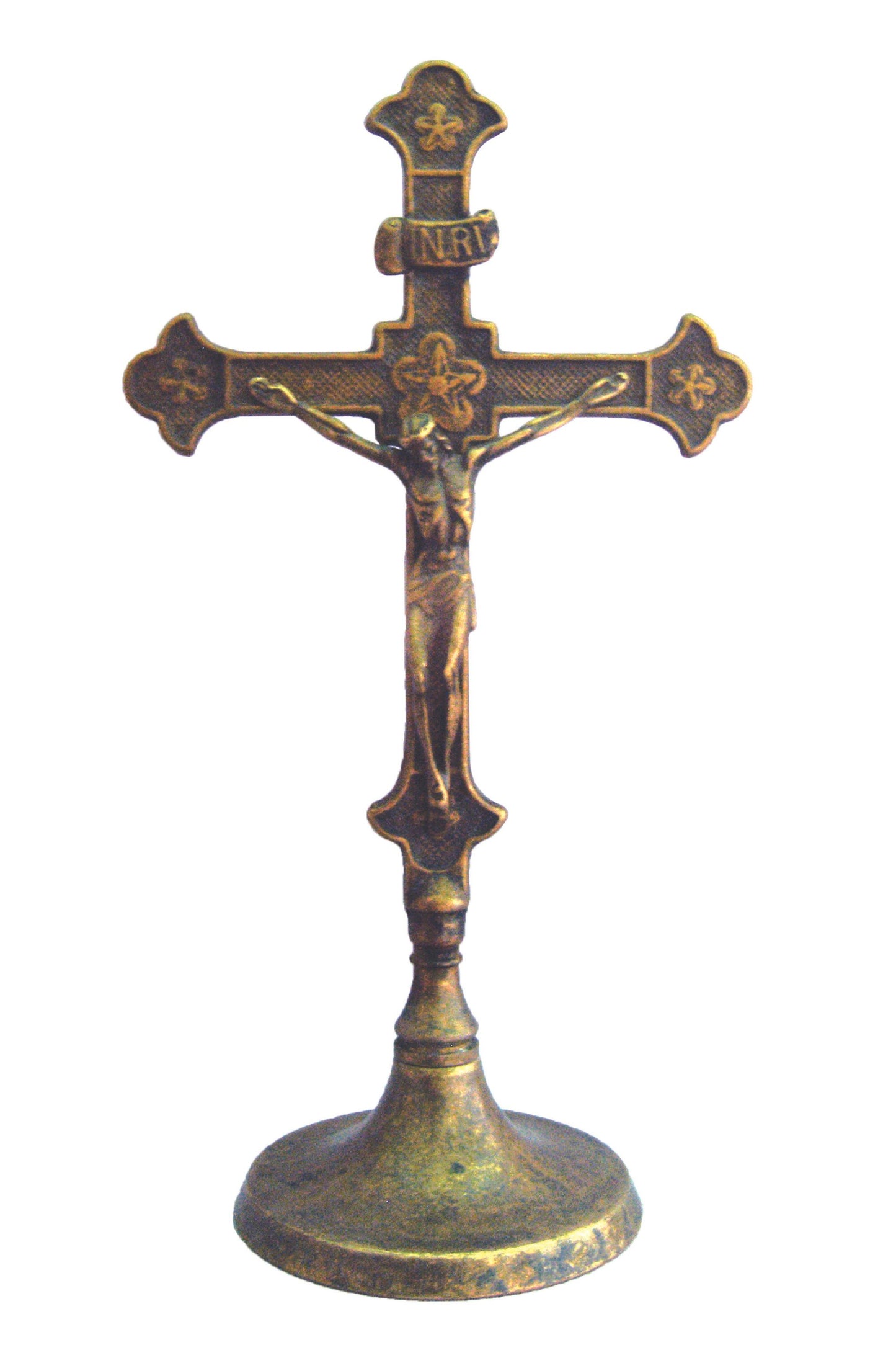 130307 Standing Brass Crucifix 11"