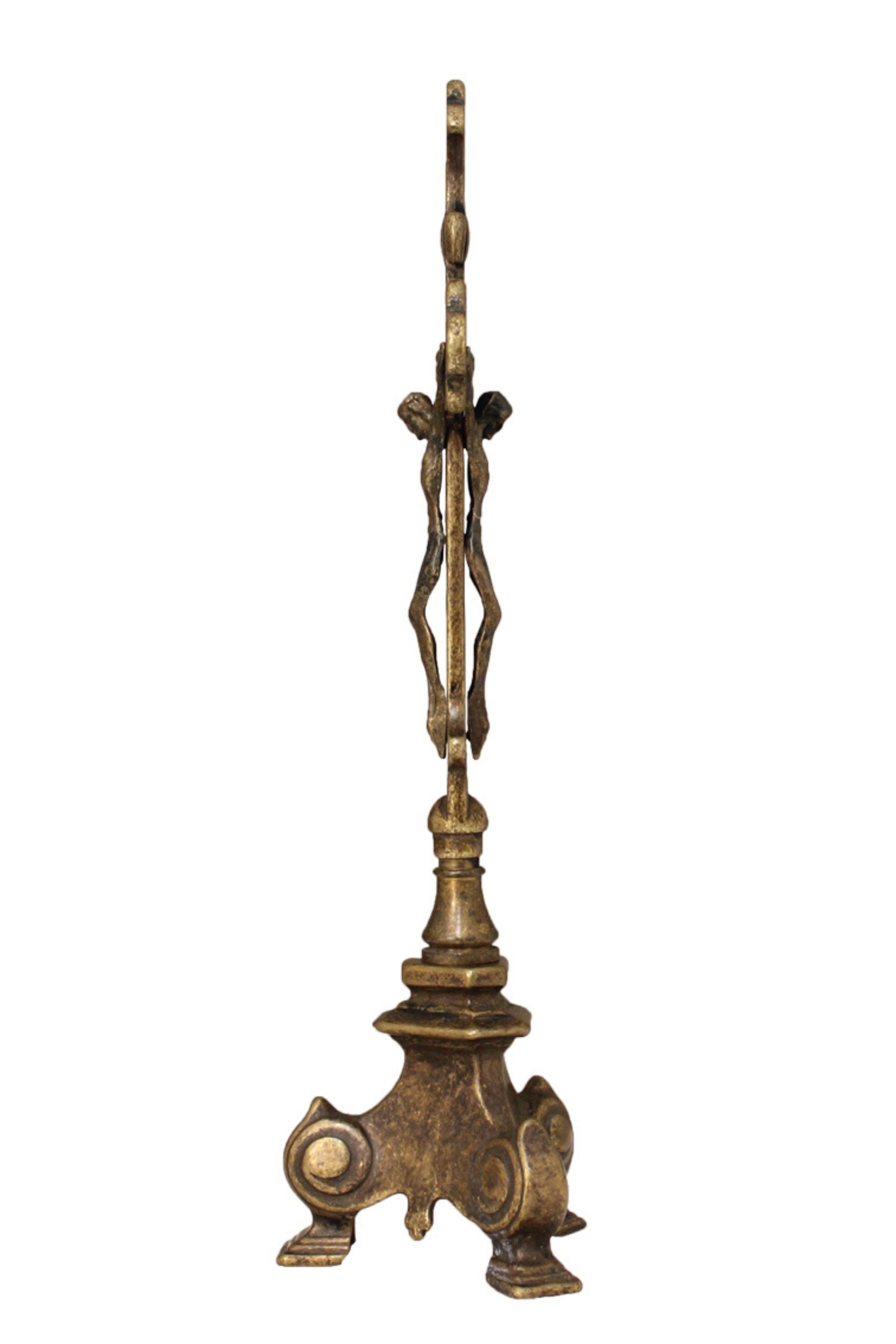 306-ADS Double Sided Standing Crucifix in Antique Brass 13