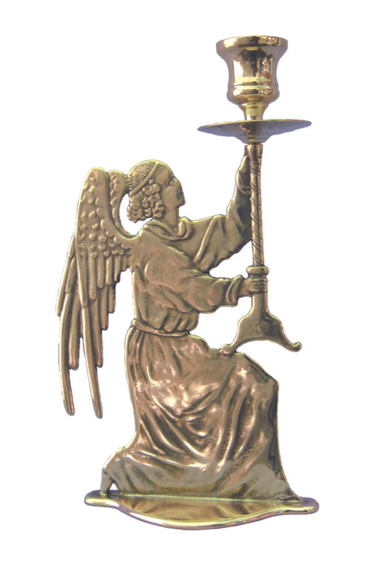 589-L Angel Candle Holder in Shiny Brass 9.75"