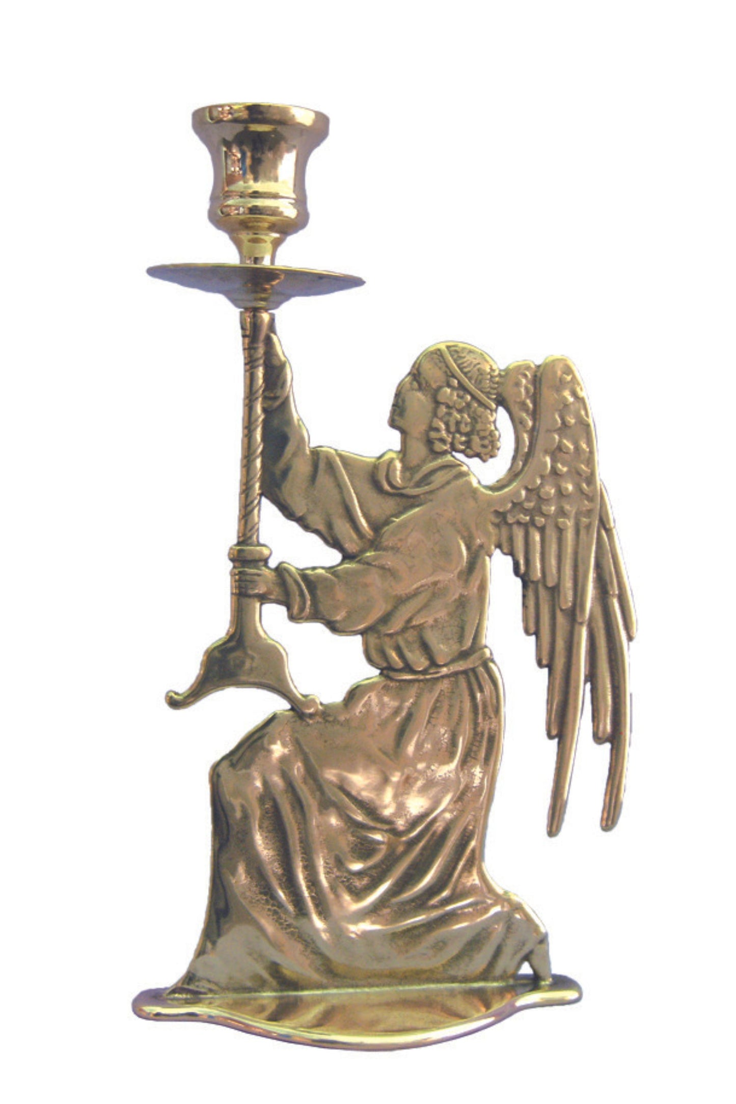 589-L Angel Candle Holder in Shiny Brass 9.75"