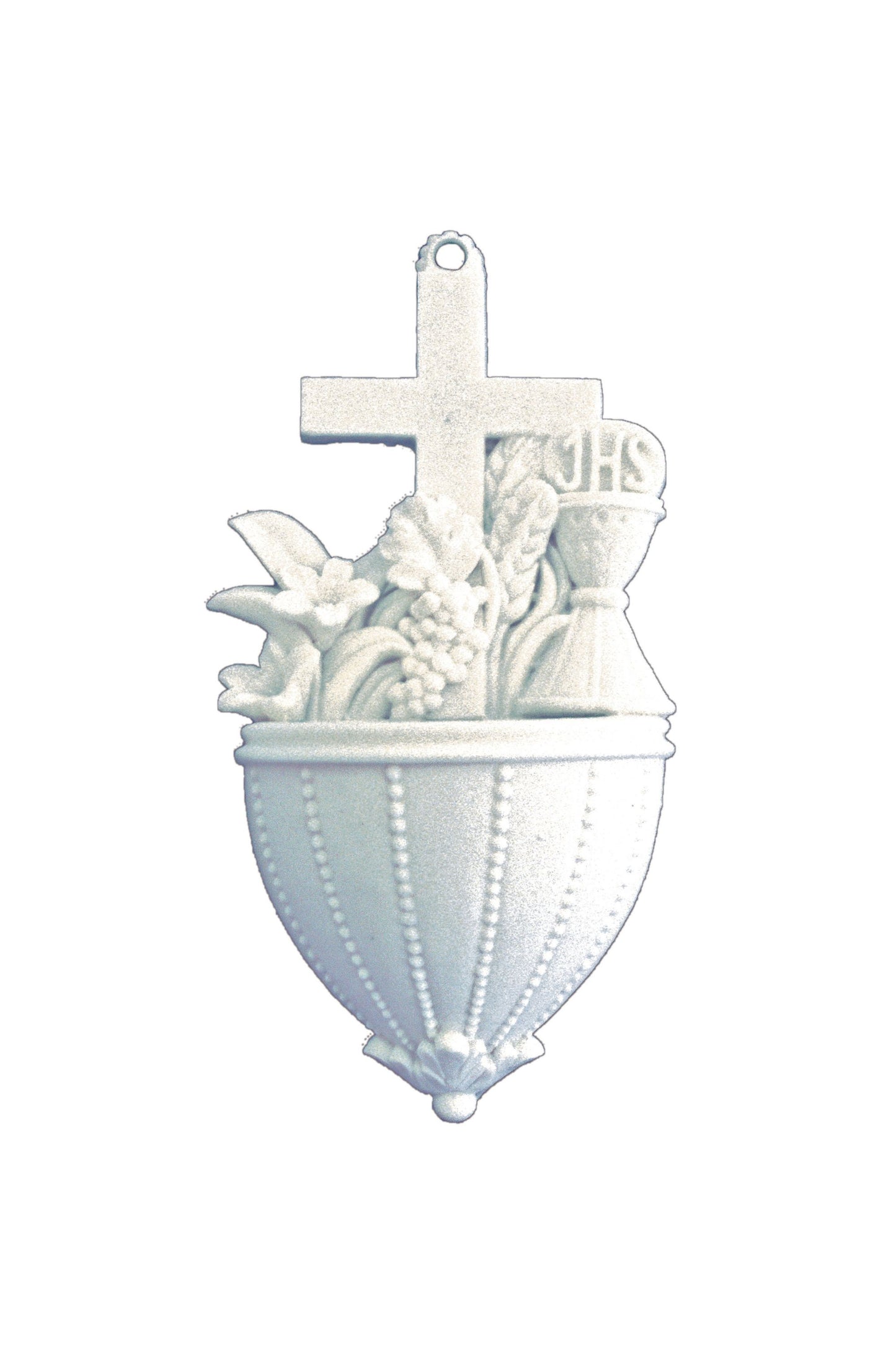 AF-2225-W Communion Font with Lilies in White 5.5"