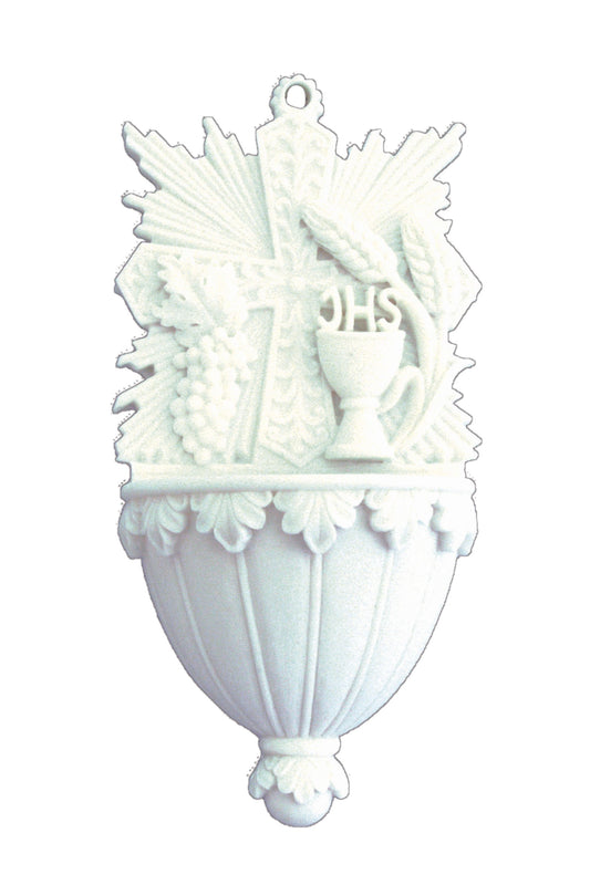 AF-2226-W Communion Font with Grains, Wheat, and Chalice in White 6"