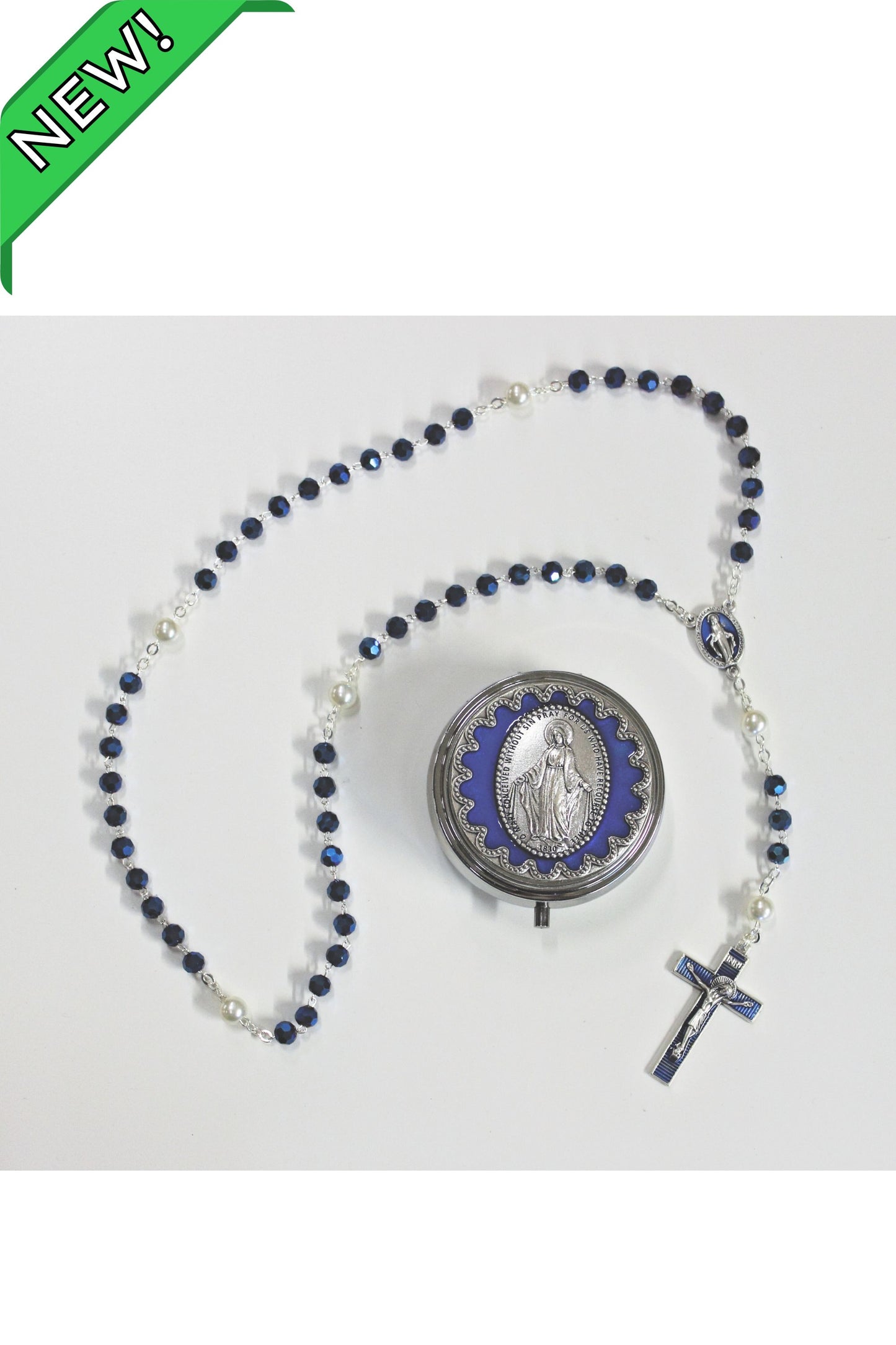 AL-182-MM Miraculous Medal Rosary w/ Box 16.5"