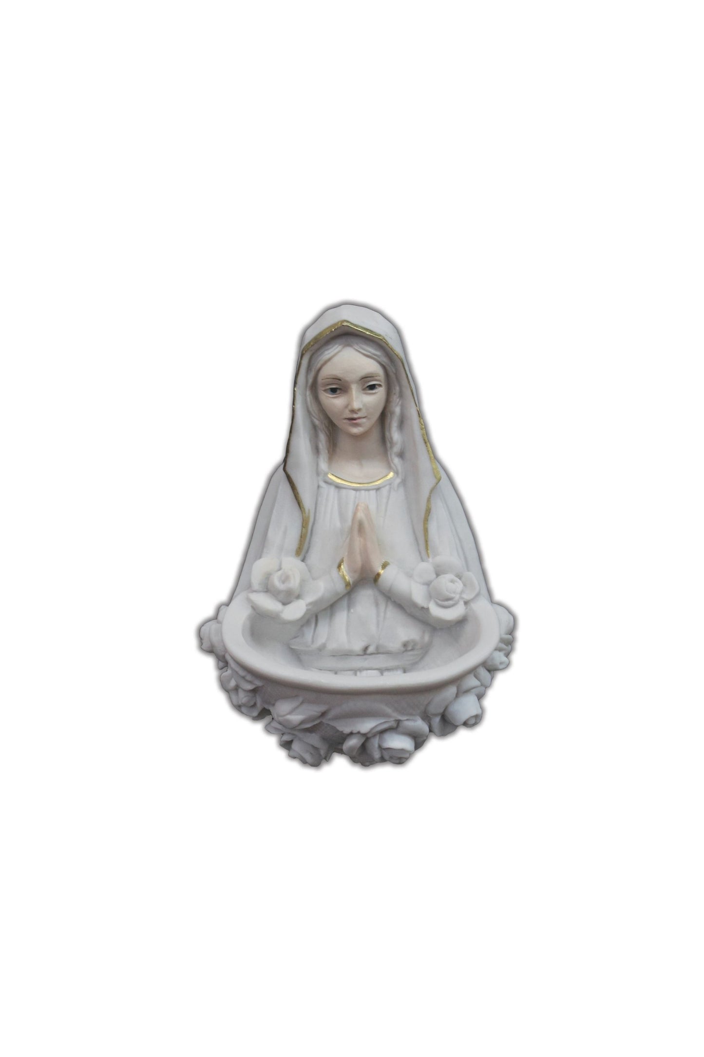 AT-954-M Our Lady Holy Water Font in White 6.5"