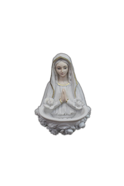 AT-954-M Our Lady Holy Water Font in White 6.5"