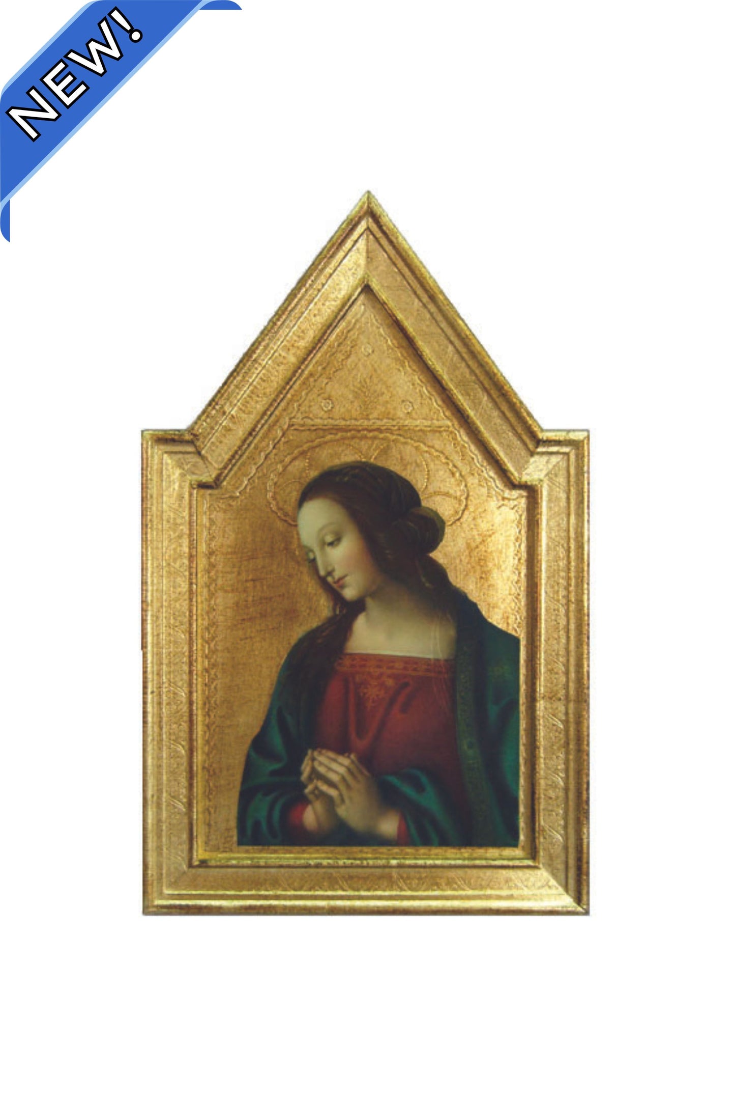F-2742 Praying Virgin by Perugino Florentine Plaque 12x19"