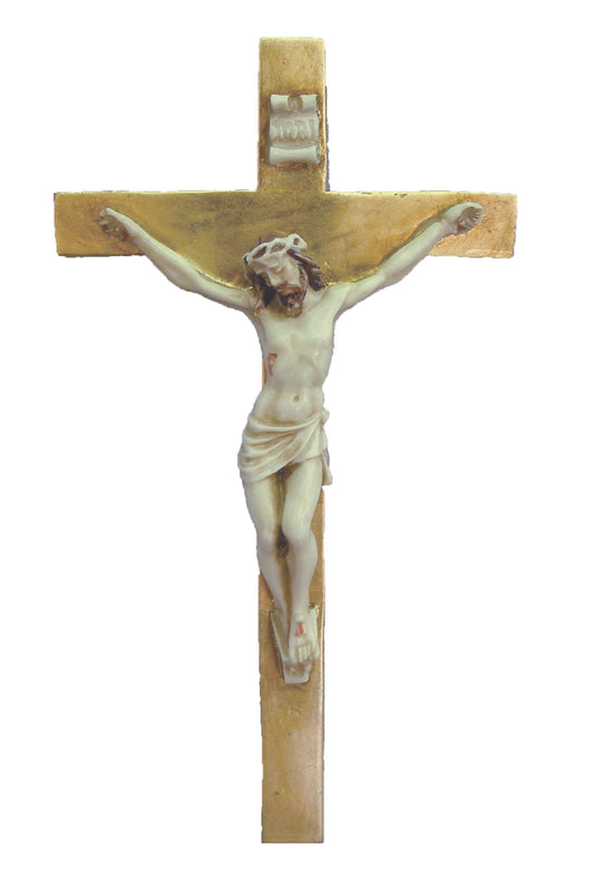 F-54-GO Crucifix in Hand-Painted Alabaster 9.5"