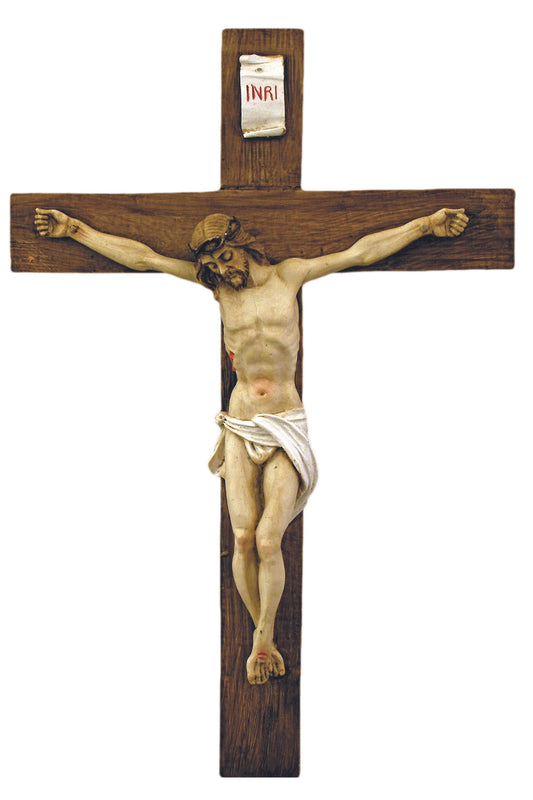 I-1003 Crucifix in hand-painted alabaster 15"