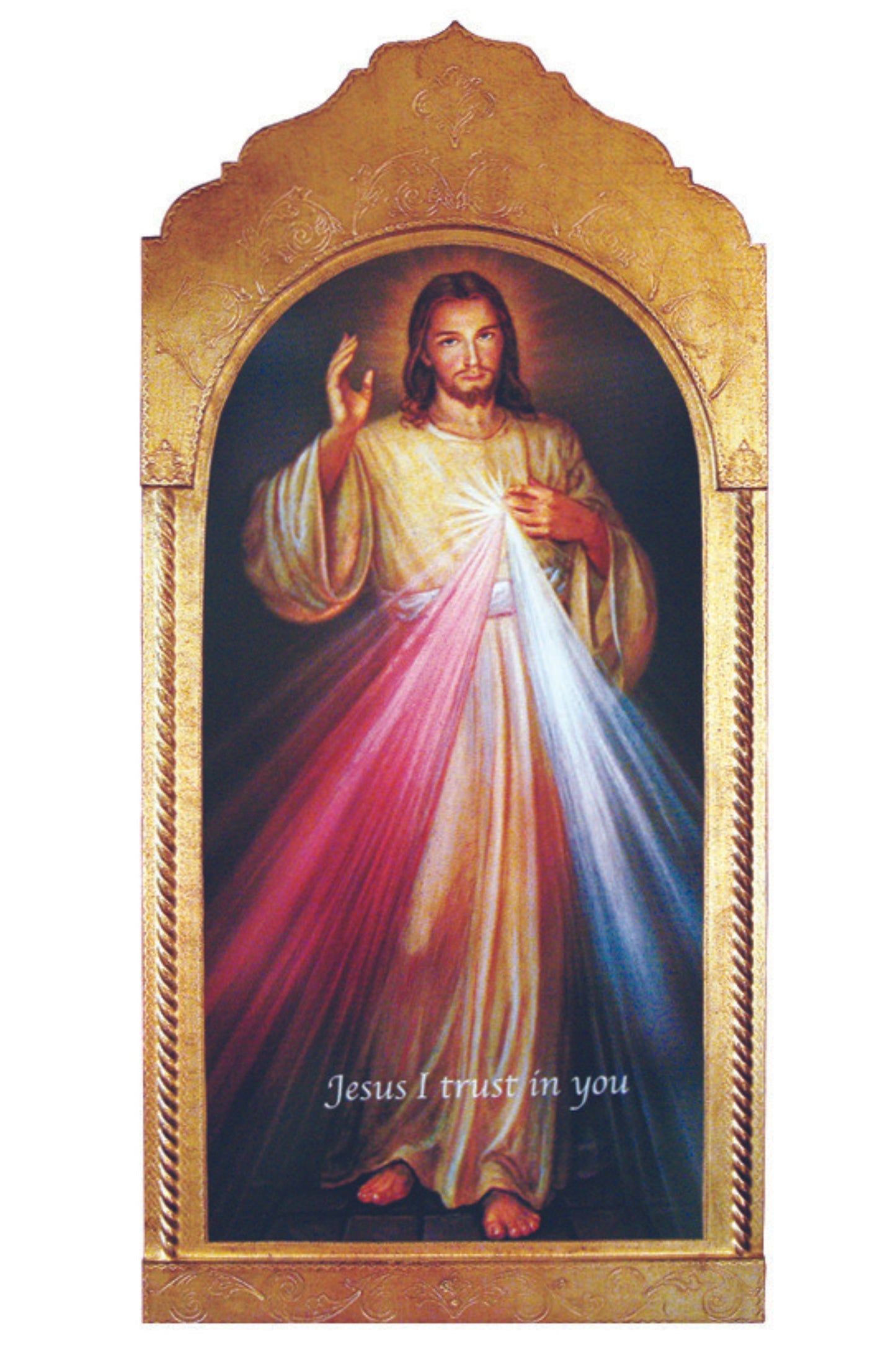 L-1109 Divine Mercy Florentine Plaque 21x45"