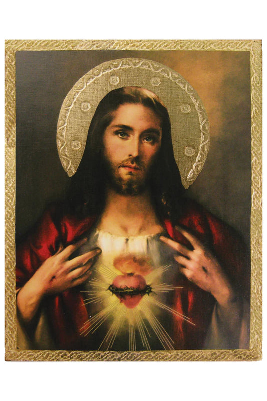 L-115-1017 Sacred Heart of Jesus by Simeoni Florentine Plaque 13x16.5"