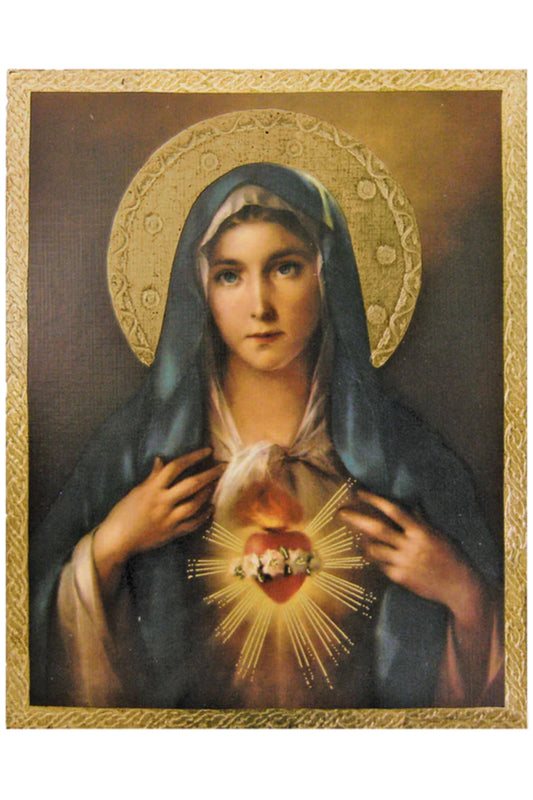 L-115-1018 Immaculate Heart of Mary by Simeoni Florentine Plaque 13x16.5"