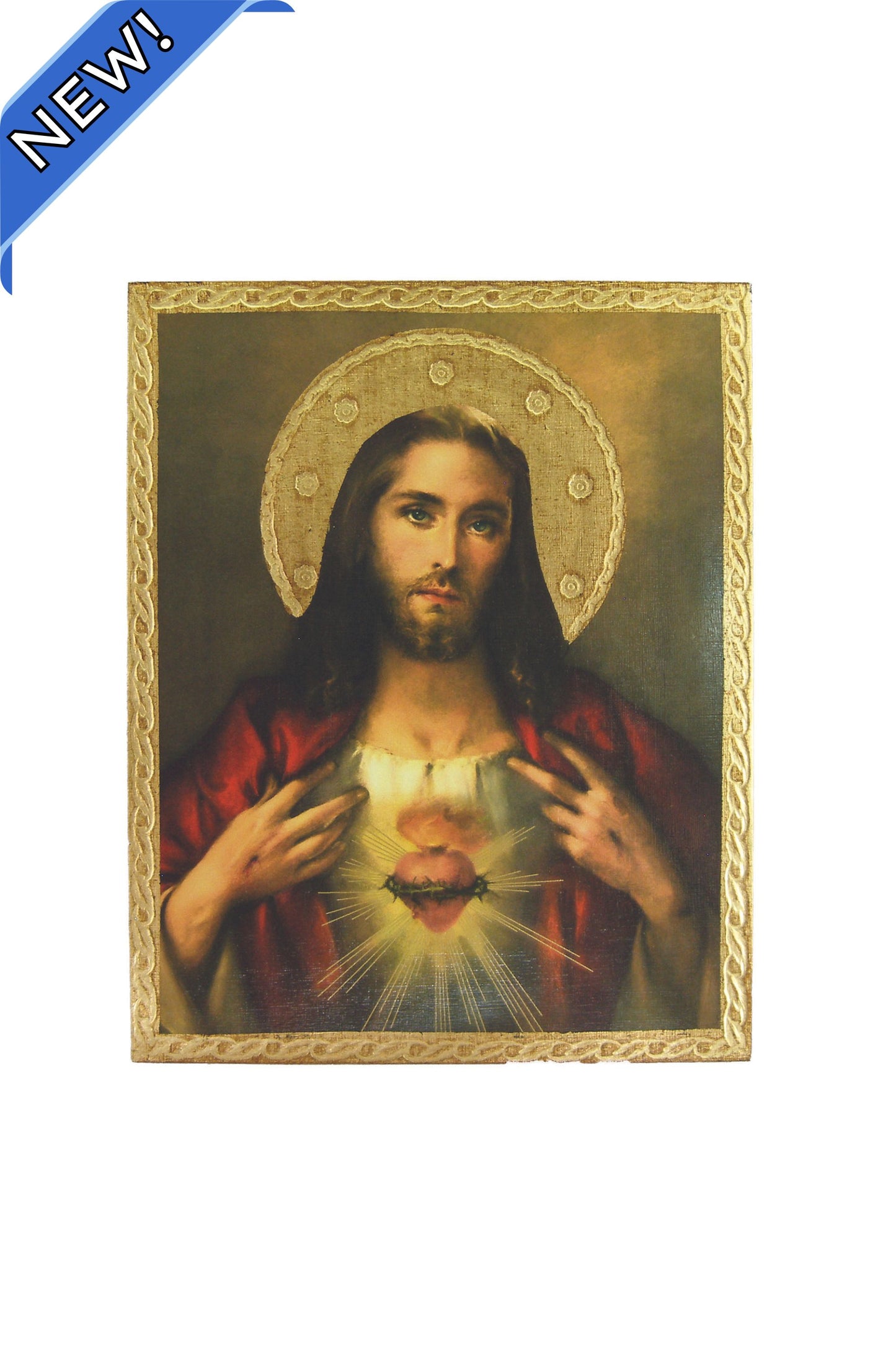L-148-1017 Sacred Heart of Jesus Florentine Plaque 8x10"