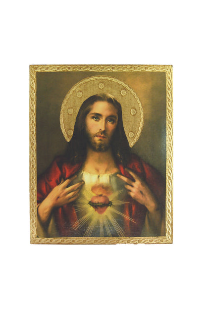 L-148-1017 Sacred Heart of Jesus Florentine Plaque 8x10"