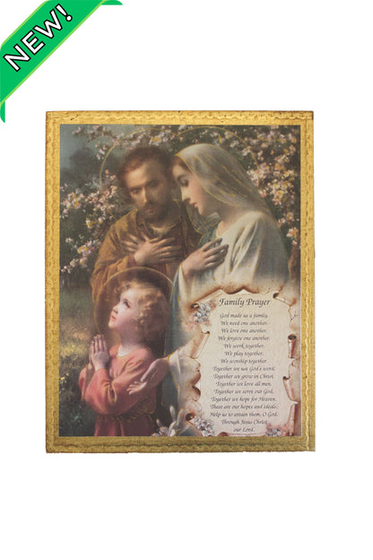 L-148-P Holy Family Prayer Florentine Plaque 8x10"