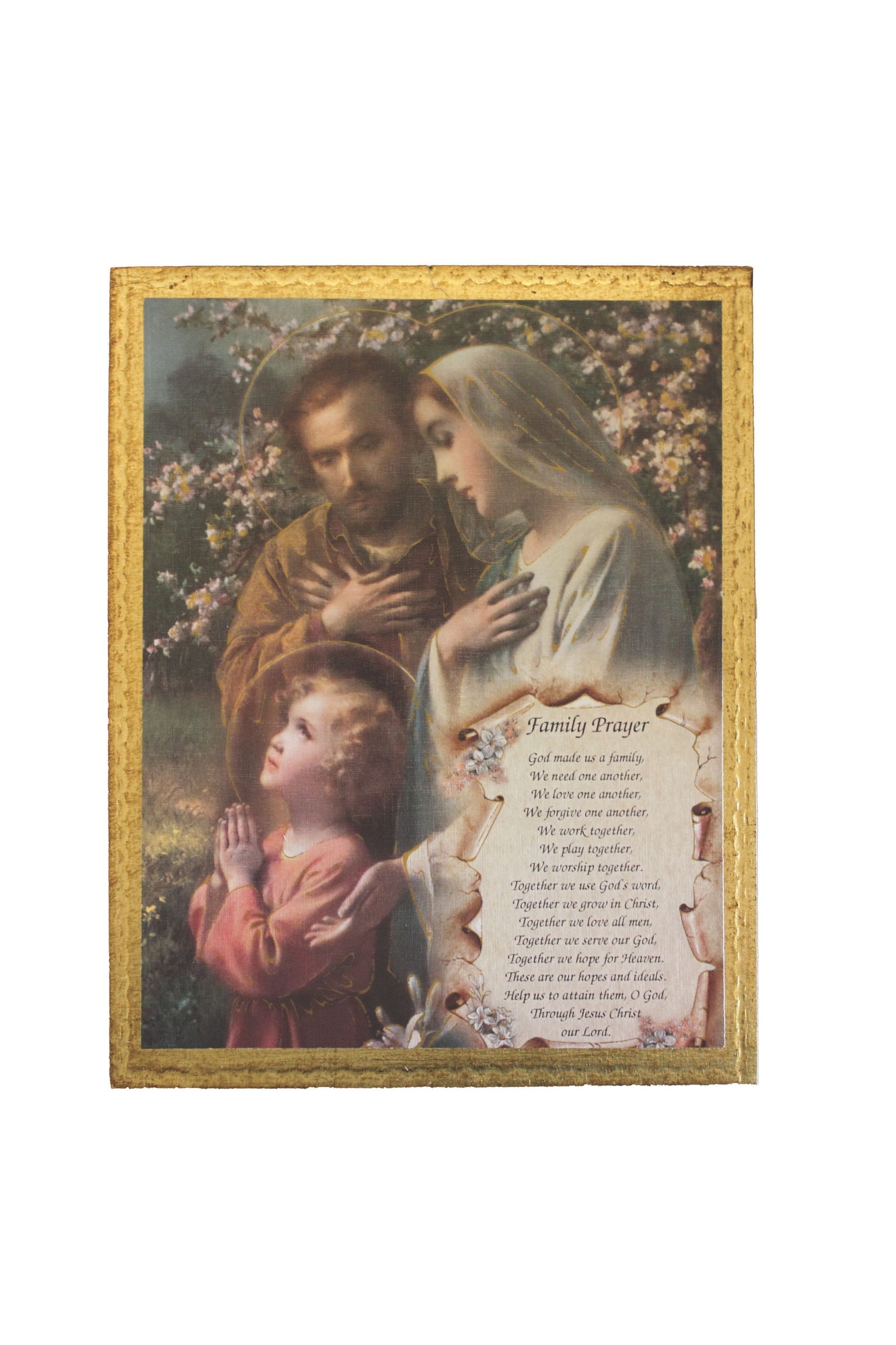 L-148-P Holy Family Prayer Florentine Plaque 8x10"