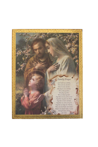 L-148-P Holy Family Prayer Florentine Plaque 8x10"