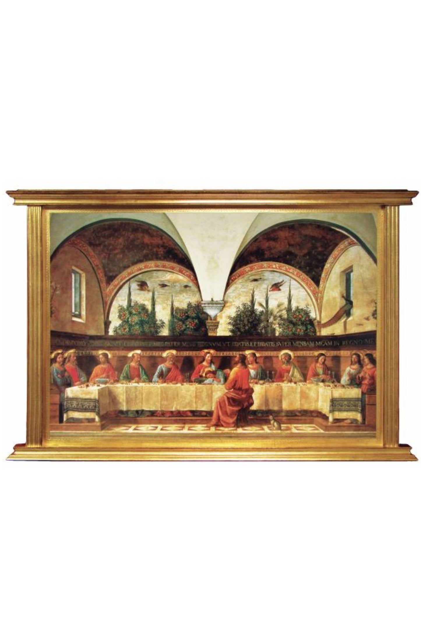 L-2028 Framed Last Supper Florentine Plaque by Ghirlandaio 57x39"