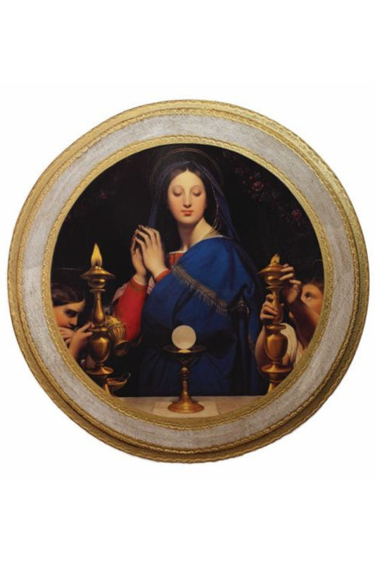 L-2676-W Virgin of The Host by Ingres Florentine Plaque 25" dia.