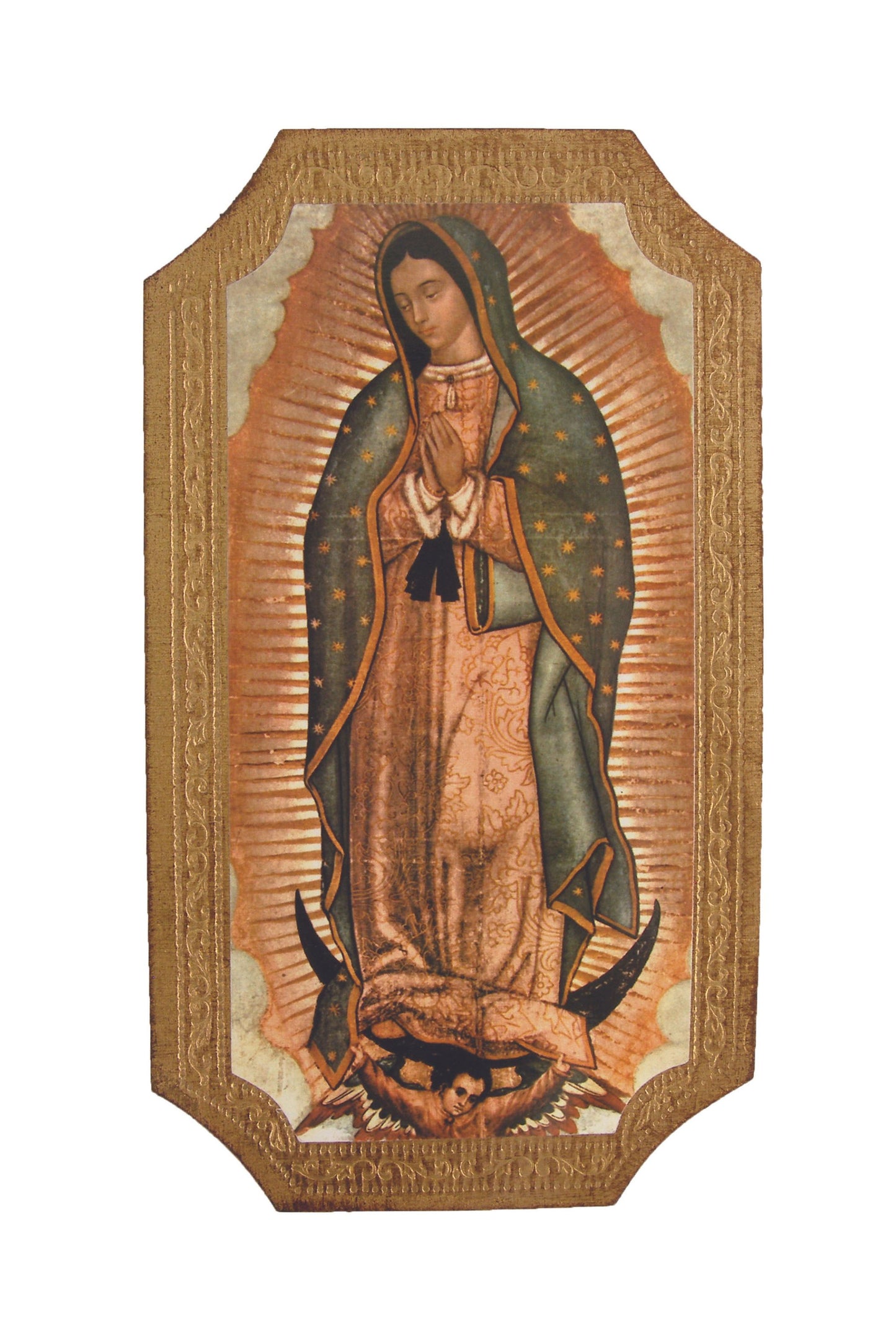 L-271-G Our Lady of Guadalupe Florentine Plaque 5x9"