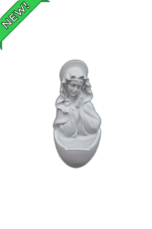 MA-265 Praying Virgin Holy Water Font in White 7"