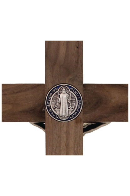 MC-30-ST Standing St. Benedict Crucifix in Wood/Pewter Style 13.5"