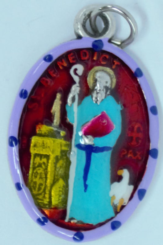 MHP-BEN St. Benedict Hand-Painted Medal 1"x.5"