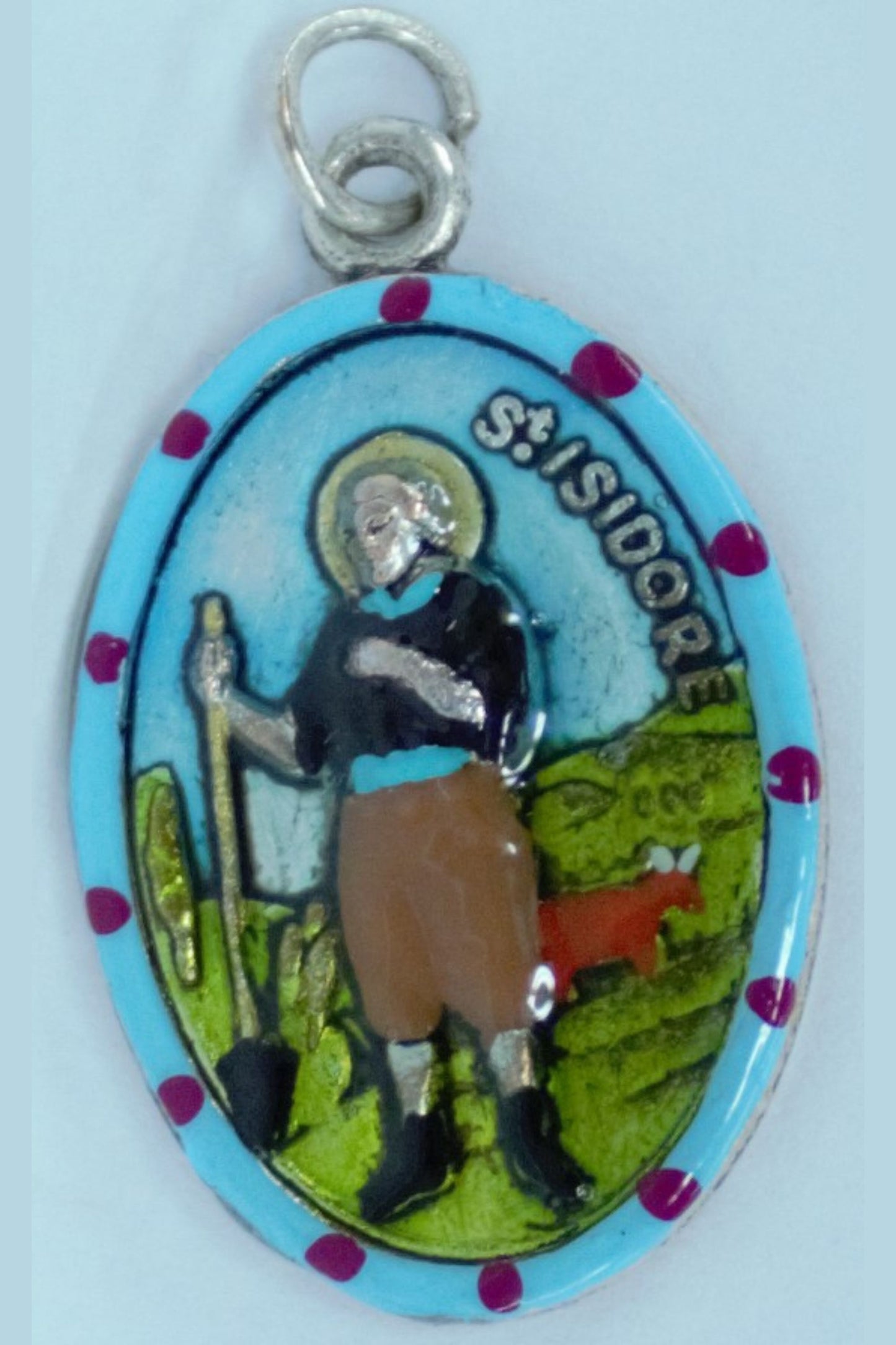 MHP-ISID St. Isidore the Farmer Hand-Painted Medal 1"x.5"