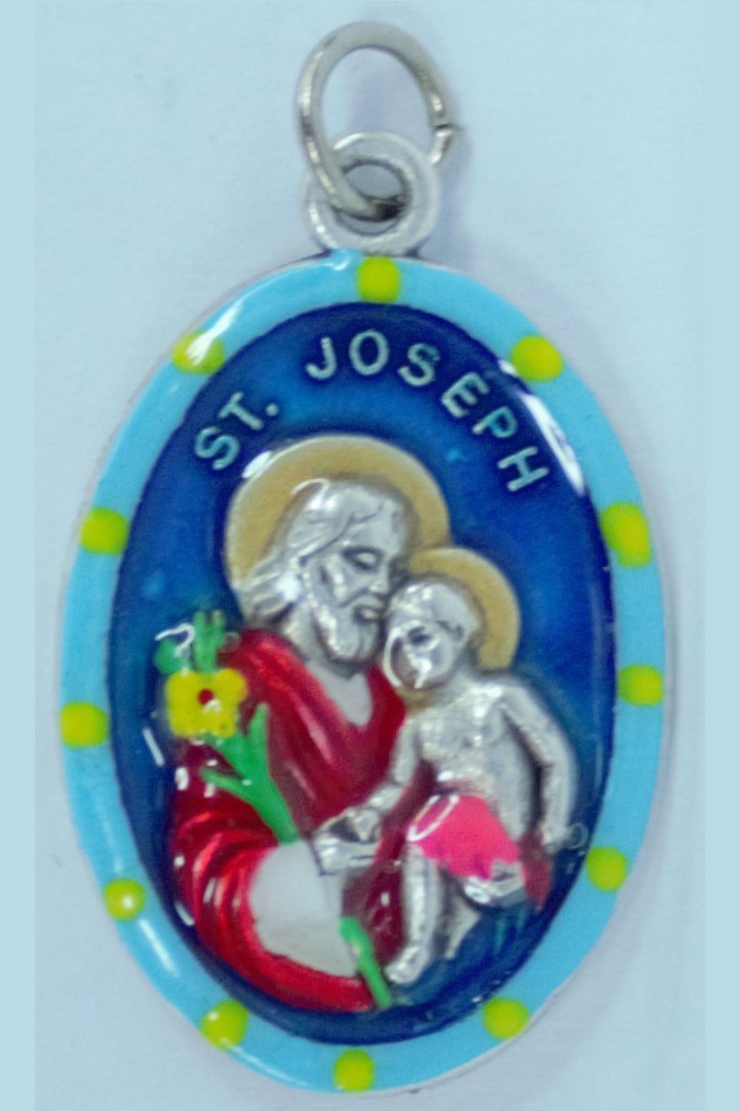 MHP-JOE St. Joseph & Child Hand-Painted Medal 1"x.5"