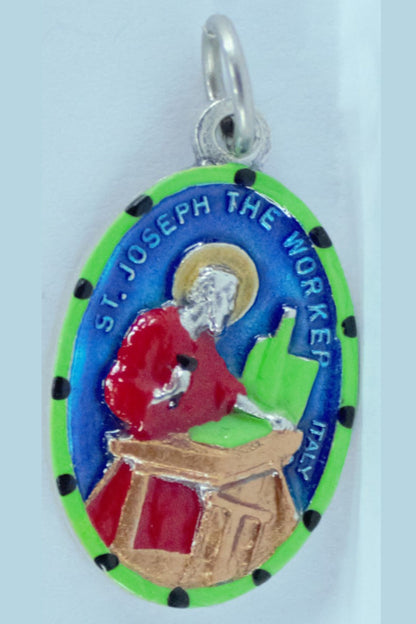 MHP-JOEWO St. Joseph the Worker Hand-Painted Medal 1"x.5"