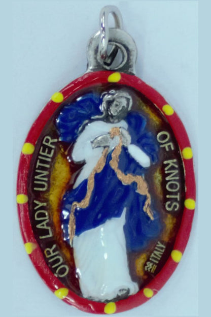 MHP-KNOTS Our Lady Undoer of Knots Hand-Painted Medal 1"x.5"