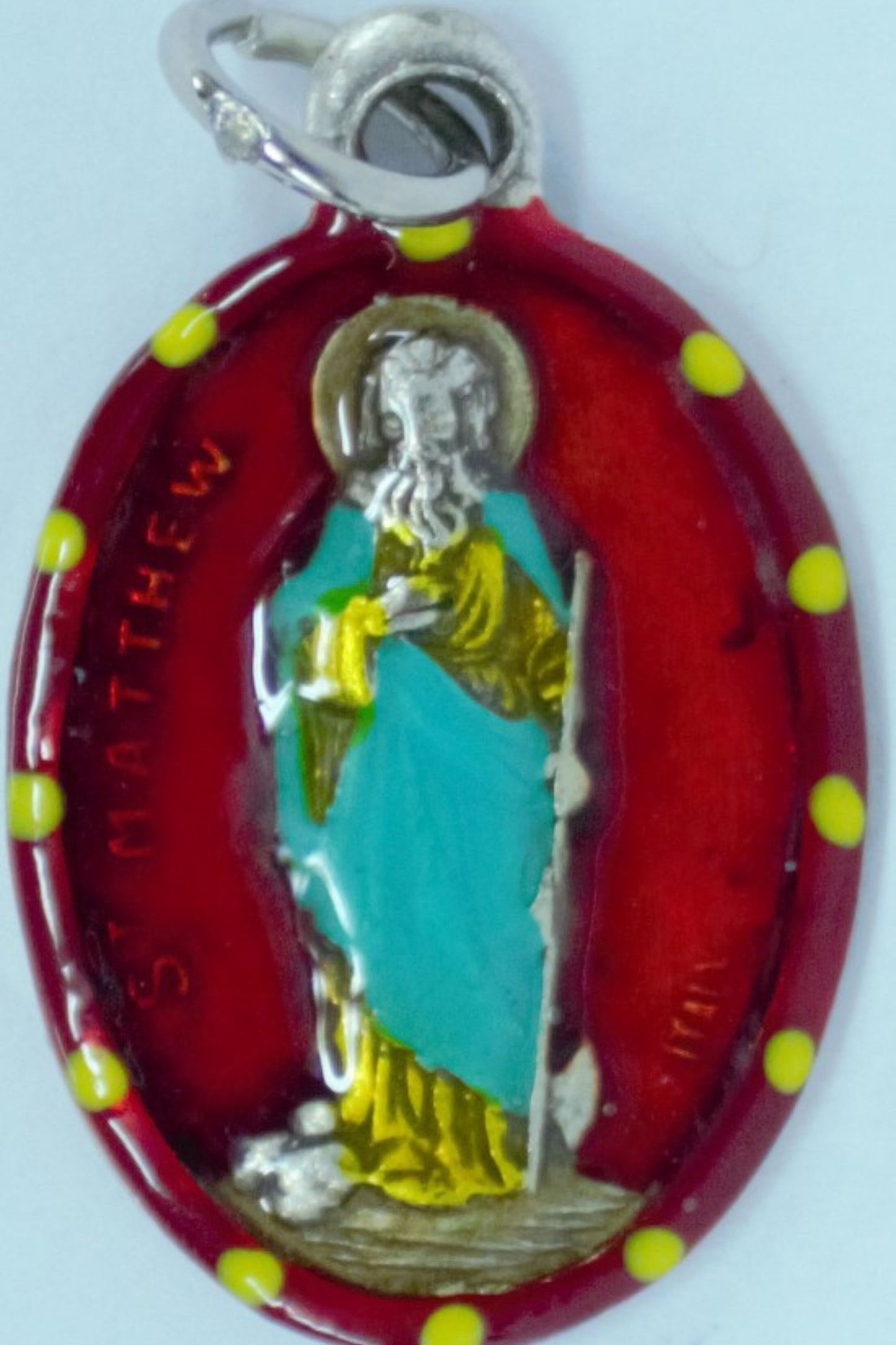 MHP-MATT St. Matthew Hand-Painted Medal 1"x.5"