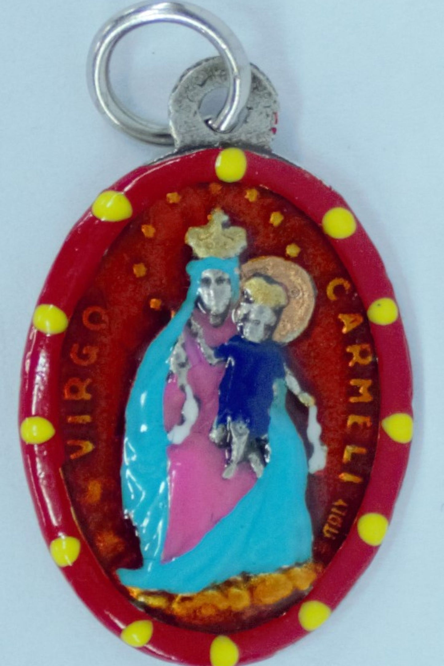 MHP-OLMC Our Lady of Mt. Carmel Hand-Painted Medal 1"x.5"