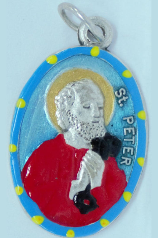 MHP-PETER St. Peter Hand-Painted Medal 1"x.5"