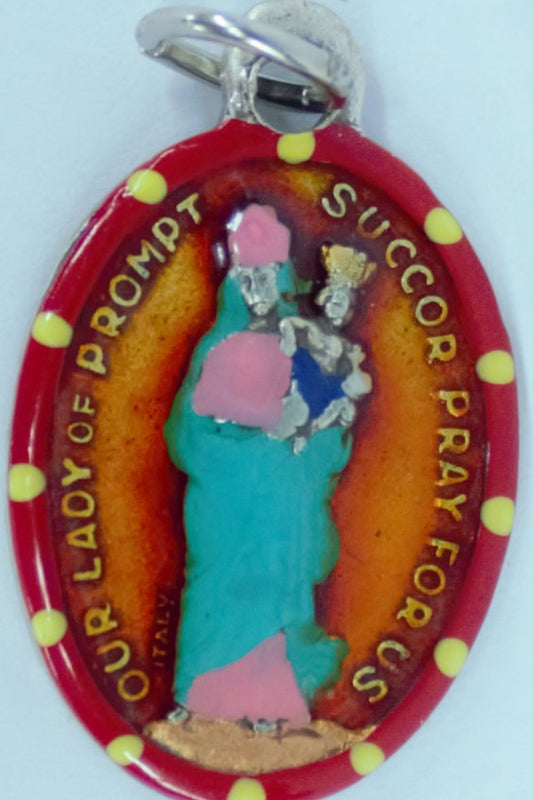 MHP-PRSUC Our Lady of Prompt Succor Hand-Painted Medal 1"x.5"