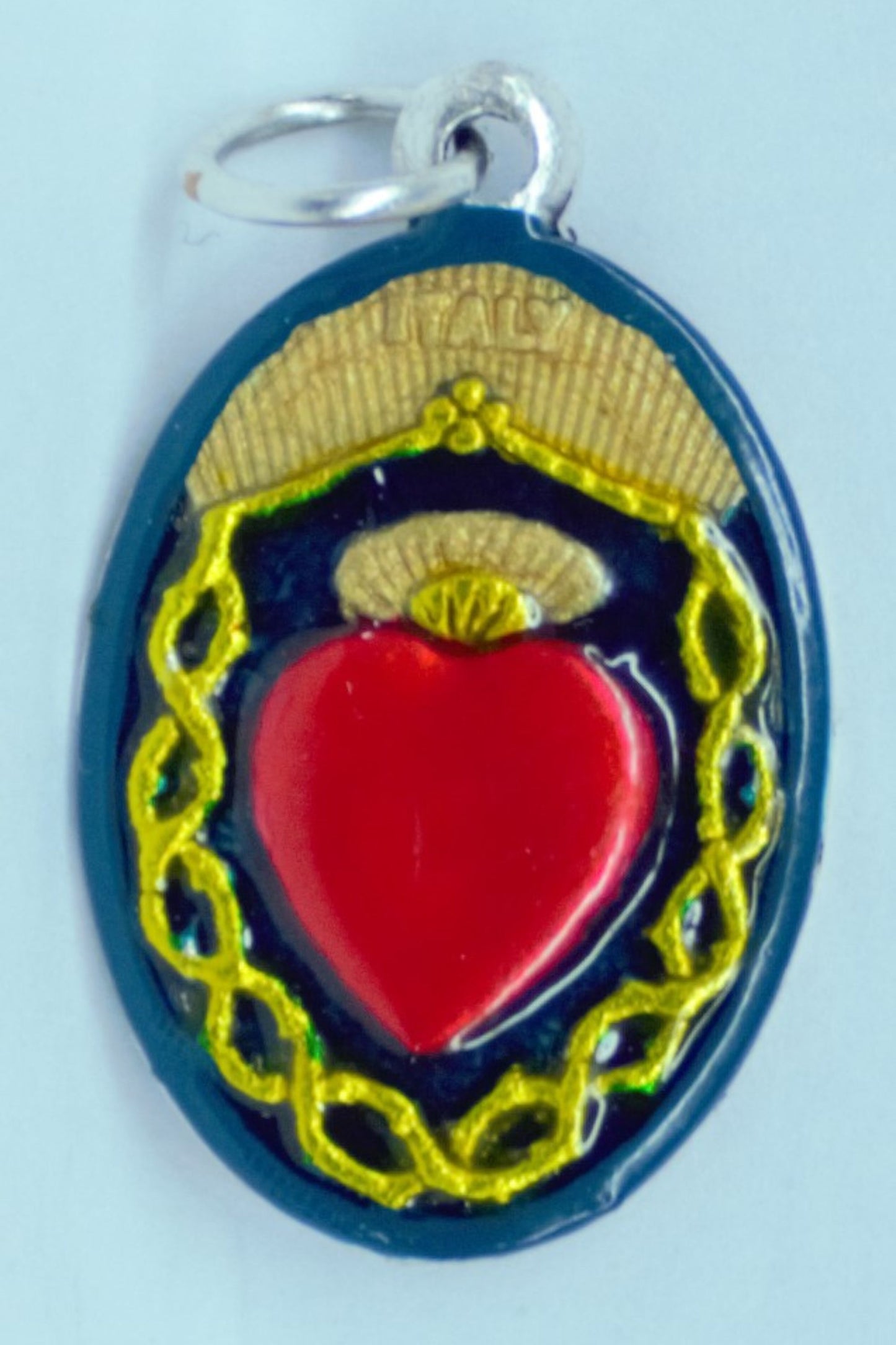 MHP-SHJ Sacred Heart of Jesus Hand-Painted Medal 1"x.5"
