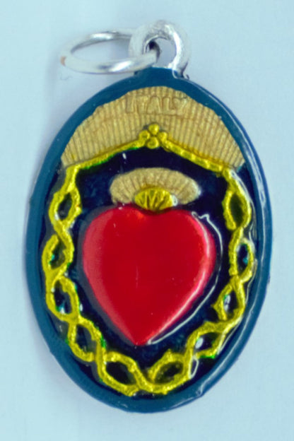 MHP-SHJ Sacred Heart of Jesus Hand-Painted Medal 1"x.5"