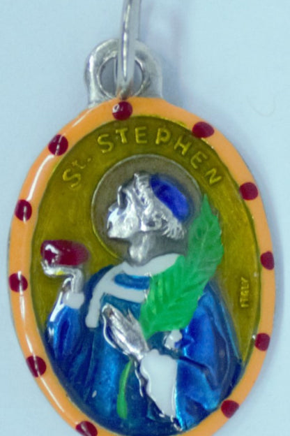 MHP-STEPH St. Stephen Hand-Painted Medal 1"x.5"