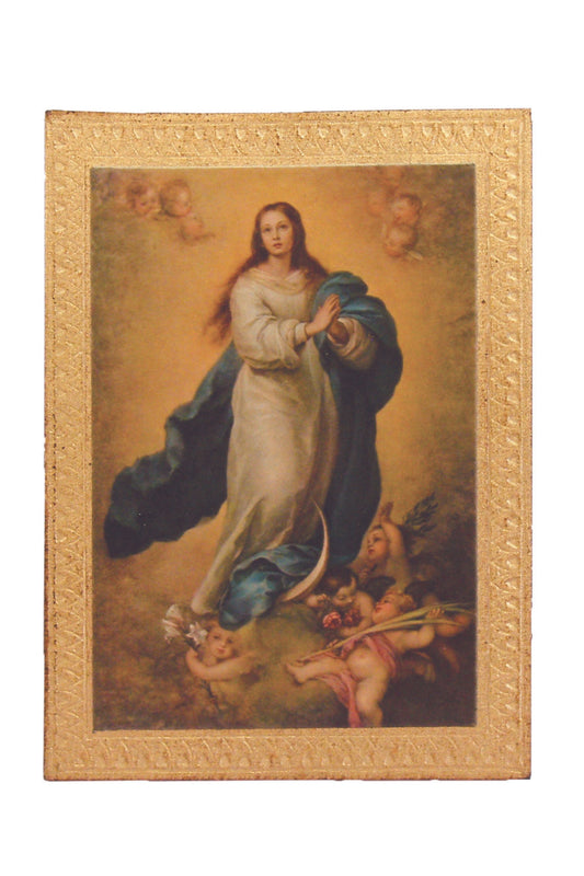MO-584 Immaculate Conception by Murillo Florentine Plaque 5x7"