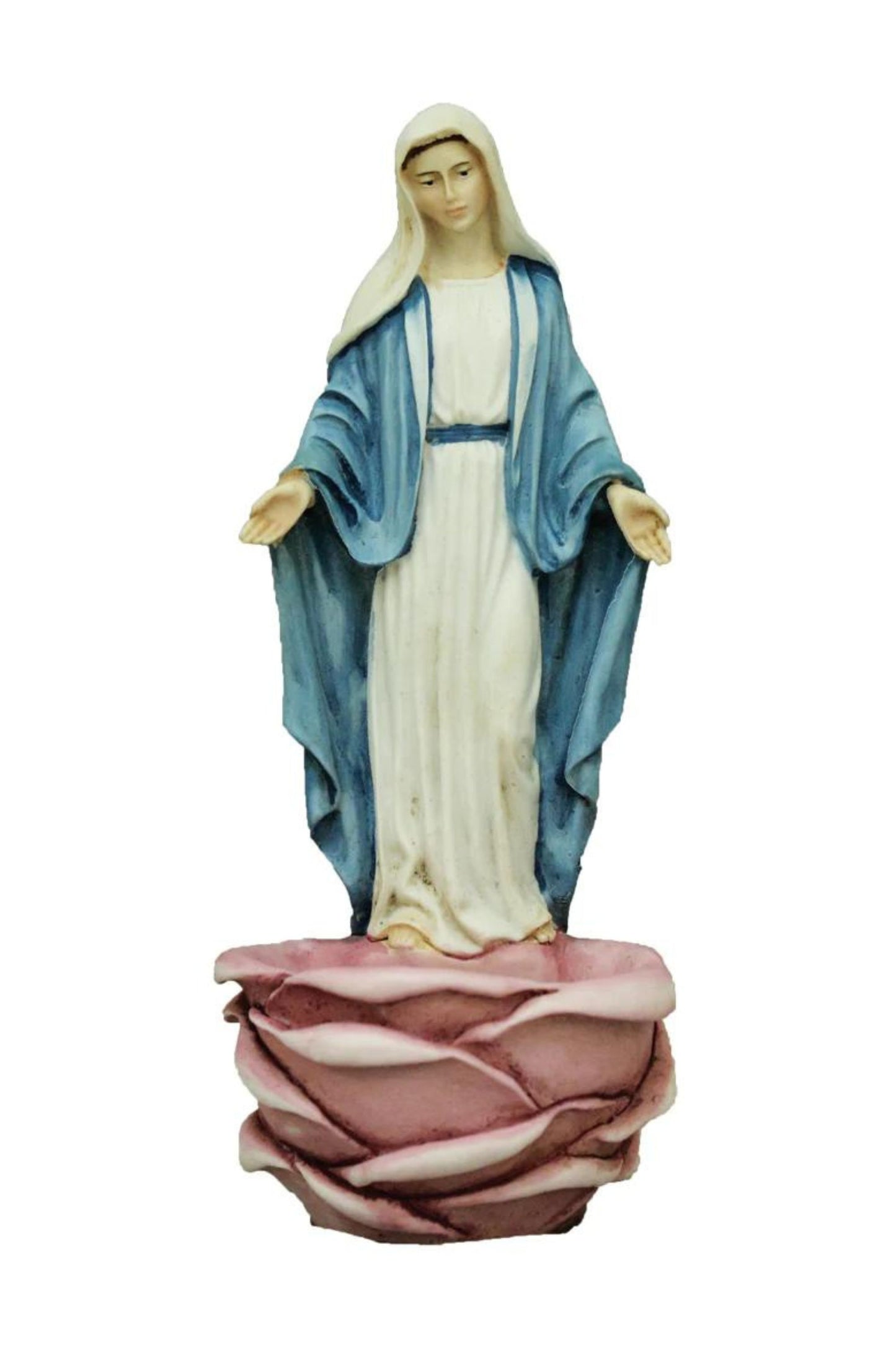P-4002-PK Standing/Hanging Lady of Grace Font in Color With Pink Bowl 6"