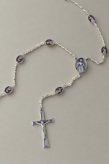 RL-5 Divine Mercy Decade Rosary Necklace 15.5"